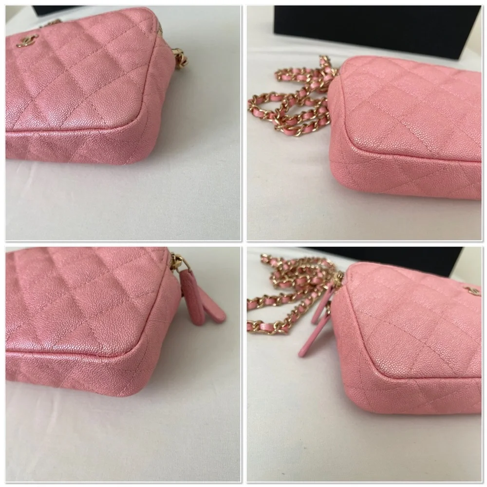 Chanel Pink Iridescent Clutch with Chain - Picture 13 of 14